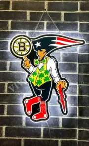 17" Patriots Boston Celtics Bruins Red Sox 2D LED Light Bar Beer Sign Neon Lamp