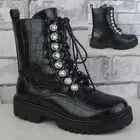WOMENS LADIES FLAT LOW BLOCK HEEL ZIP UP LACES CHELSEA ANKLE BOOTS SHOES SIZE