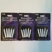 Fun World Glitter Crayons 1 ea,& Pearlescent Makeup Crayons 2 ea,