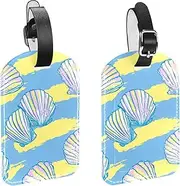 [CWAGFEQZ] 2-Pc Luggage Tags for Suitcases,Travel Tags for Luggage,Yellow Striped Colored Shells