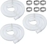 Pool Filter Pump Hose for Intex Pool Accessories - 1.25"Diameter Replacement Pool Hoses for Above Ground Pools Parts Compatible with Coleman ＆ Bestway,59"Long With 8 Clamps (2, White)