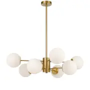 Marsten Contemporary Pendant Hanging Lamp Light Metal Glass Antique Gold Opal Matt