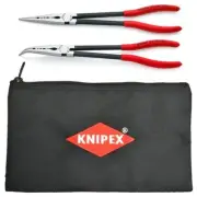 KNIPEX Extra Long Straight N' Angled Needle Nose Plier Set 11" Red 2-Piece