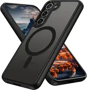 [ROUMAYMAY] for Samsung S23 Case, Magnetic Case [Compatible with MagSafe] Military Grade Protective Slim Translucent Matte Skin Smooth Phone Case for Samsung Galaxy S23 6.1'' 5G Cover, Black