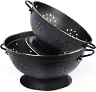 Metal Colander Set of 2, Strainer Basket with Handles Perfect for Spaghetti, Pas