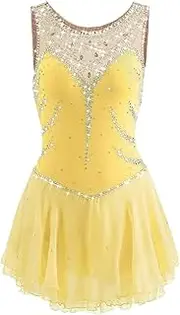 [Zagitova] Sleeveless Figure Skating Dress for Girls Breathable Women's Dance Dresses with Shiny Rhinestones