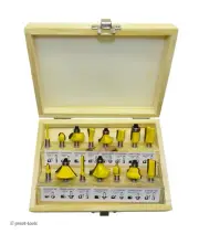 ROUTER BIT SET, 15-PC CARBIDE – woodworking bits – tool tools – 1/4" shank