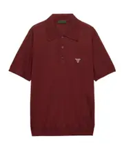 Superfine wool polo shirt IT46 Amaranth red/corn yellow