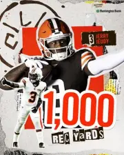 Jerry Jeudy 1000 Receiving Yards Cleveland Browns 8x10 NFL Football Photo