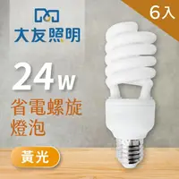 在飛比找momo購物網優惠-【大友照明】省電螺旋燈泡 24W - 黃光 - 6入(省電燈