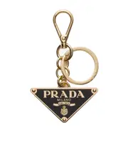 Prada Logo Plaque Clasp-Fastened Keyring One size Gold/Black