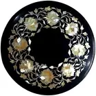 Marble Coffee Table Top Mother of Pearl Inlay Work Lawn Side Table for Hallway