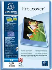 Exacompta - Ref 5762E - Box of 10 Kreacover Chromaline Document Wallets - 60 Smooth Crystal Glass Sleeves - 120 Pages - A4 Size - 24 x 32 cm - Semi-Rigid Polypropylene Cover - Blue
