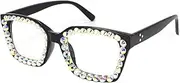 Reading Glasses for Women Square Blue Light Blocking Computer Rhinestone Fashion Reader Glasses