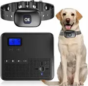 Electric Dog Fence 2in1 Wireless Safe Pet Containment System Waterproof Training Collar Remote Control Boundary Adjustable Radius 4.8m to 119m Harmless Dogs