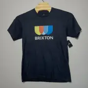 Brixton Graphic Standard Fit Cotton T-Shirt Black with Branding Logo NEW