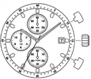 Watch Movement Quartz .Miyota OS10 Date at 3 Chorono fit Citizen and Others