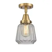 Innovations Chatham 1 Light 6" Flush, BB/Clear,Ribbed - 447-1C-BB-G142
