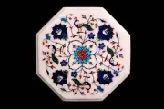 18'' White Marble Malachite Coffee Side Table Top Mosaic Kitchen Inlay antique