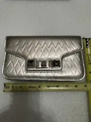 PROENZA SCHOULER Diamond Embossed Patent PS11 Classic Shoulder Bag Silver $1185