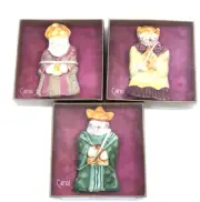 VNG Hand Made Clay Three Wise Men Nativity Ornaments by Carol Jones 2007, new!