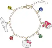 [KIDS EUROSWAN] Hello Kitty Girls Charm Chain Adjustable Bracelet, One Size, Metal, No Gemstone