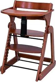 Japanese Nursing Baby Chair, High Chair, Foldable Wooden Smart High Chair 3, Brown, Smart Folding Chair for Children and Adults for a Long Time