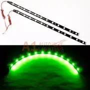 2x NEW 30cm/12" Green LED Strip Footwell Under Dash Light Waterproof Exterior