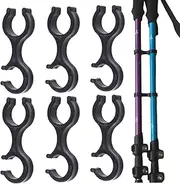 6Pcs Trekking Pole Clips Upgraded - Walking Stick Accessories Double Rod Buckle Connector for Outdoor Hiking Camping