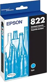 [Epson] 822 DURABrite Ultra Ink Standard Capacity Cyan Cartridge (T822220-S) Works with WorkForce Pro WF-3820, WF-3823, WF-4820, WF-4830, WF-4833, WF-4834