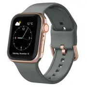 For Apple Watch Series 4,44-mm Case,Pin Buckle Silicone Watch Band,Olive