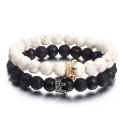 Black White Stone Beads Bracelets Distance Lover Couple Bracelets