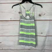 J. Crew Top Women 0 Green Black Stripe Tank Racerback Scoop Neck Cami Sleeveless