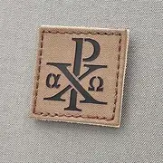 Tactical Freaky Tan Chi Rho Christogram Symbol Jesus Christ Coyote 2x2 Lasercut Patch