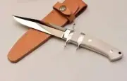 CUSTOM HANDMADE D2 STEEL MIRROR POLISHED CAMEL BONE HANDLE COMBAT/SURVIVAL KNIFE