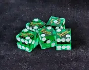 5 PK "Casino" Tangiers Hotel & Casino, 19mm Precision Dice, Green- Replica Props