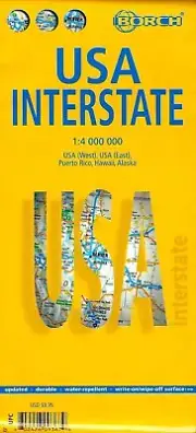 Map of USA Interstate, Laminated & Folded Borch