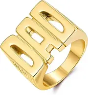 [THE BLING KING] New Gold Plated "Best Dad Ever" Ring – Gold Barked Sides, Size 10, 22g – The Ultimate Tribute to Dad, Brass, No Gemstone