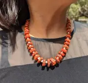 Santo Domingo Kewa Necklace Natural Med Coral Pearls Handmade Signed J Rosetta