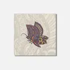 Butterfly Doodle Waves Pattern Animal 4'' X 4'' Square Wooden Coaster
