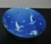 SET/2 Soup Rice Noodle BOWL JAPAN BIRD Crane & Wave Blue/Cobalt 5.75"