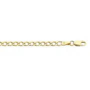 9kt Yellow Gold Silver Infused Curb Necklace 55cm