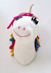 NEW felted white unicorn trophy head wall decor rainbow mane Super Cute!