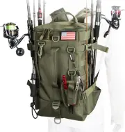 Fishing Backpack Tackle Bag, Fishing Backpack with Rod Holders Large Storage Fis