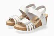 Mephisto Women's Lucia White 830 Wedge Heel Open Toe Slingback Sandals