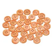 30pcs Wooden Sewing Button 15mm 4 Holes Round Craft Buttons, Light Brown