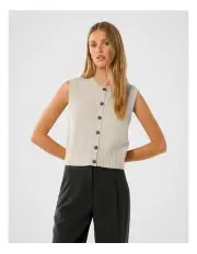 [Forever New] Brooke Button Through Tank Top in Oatmeal