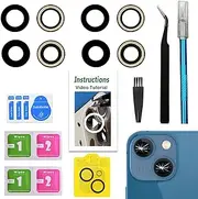 LEAFE for iPhone 14 and iPhone 14 Plus Camera Lens Replacement,2 Sets OEM Original Camera Glass Lens for iPhone 14 / iPhone 14 Plus with Pre-Installed Adhesive+Repair Tools