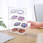 4 Drawers Eyeglass Storage Organizer Box Clear Acrylic Stackable Sunglasses D
