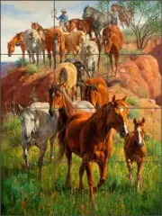 Tile Mural Backsplash Ceramic Sorenson Horses Western Art RW-JS004